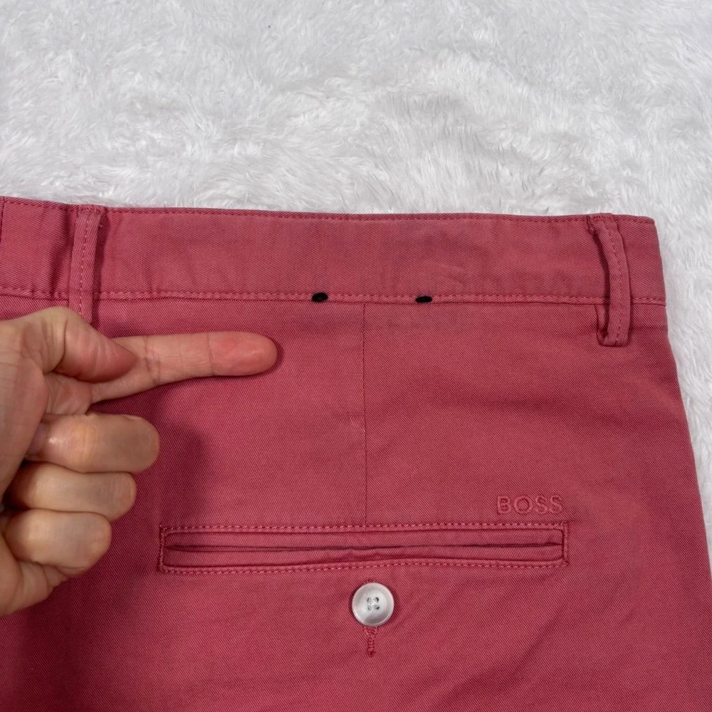 Hugo Boss Slice Shorts Mens 38R Salmon Pink Slim Fit Stretch Chino Casual Preppy